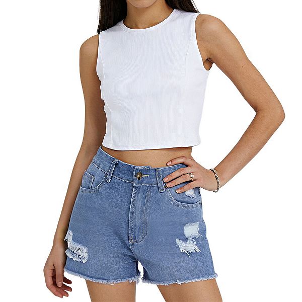 

Женские шорты джинсовые с высокой талией, потертости, необработанный край, свободный крой Elitespirit