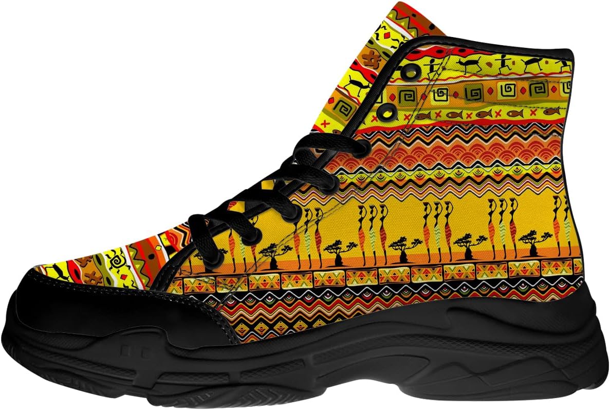 

Африканские высокие кеды для женщин, кроссовки на платформе с принтом и шнуровкой, подарки для нее и для него Generic, желтый