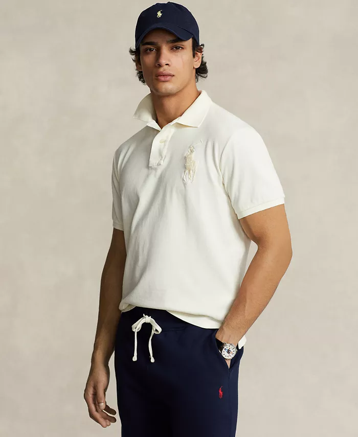 

Мужская поло с вышивкой Big Pony, slim fit, из сетчатой ткани Polo Ralph Lauren, белый