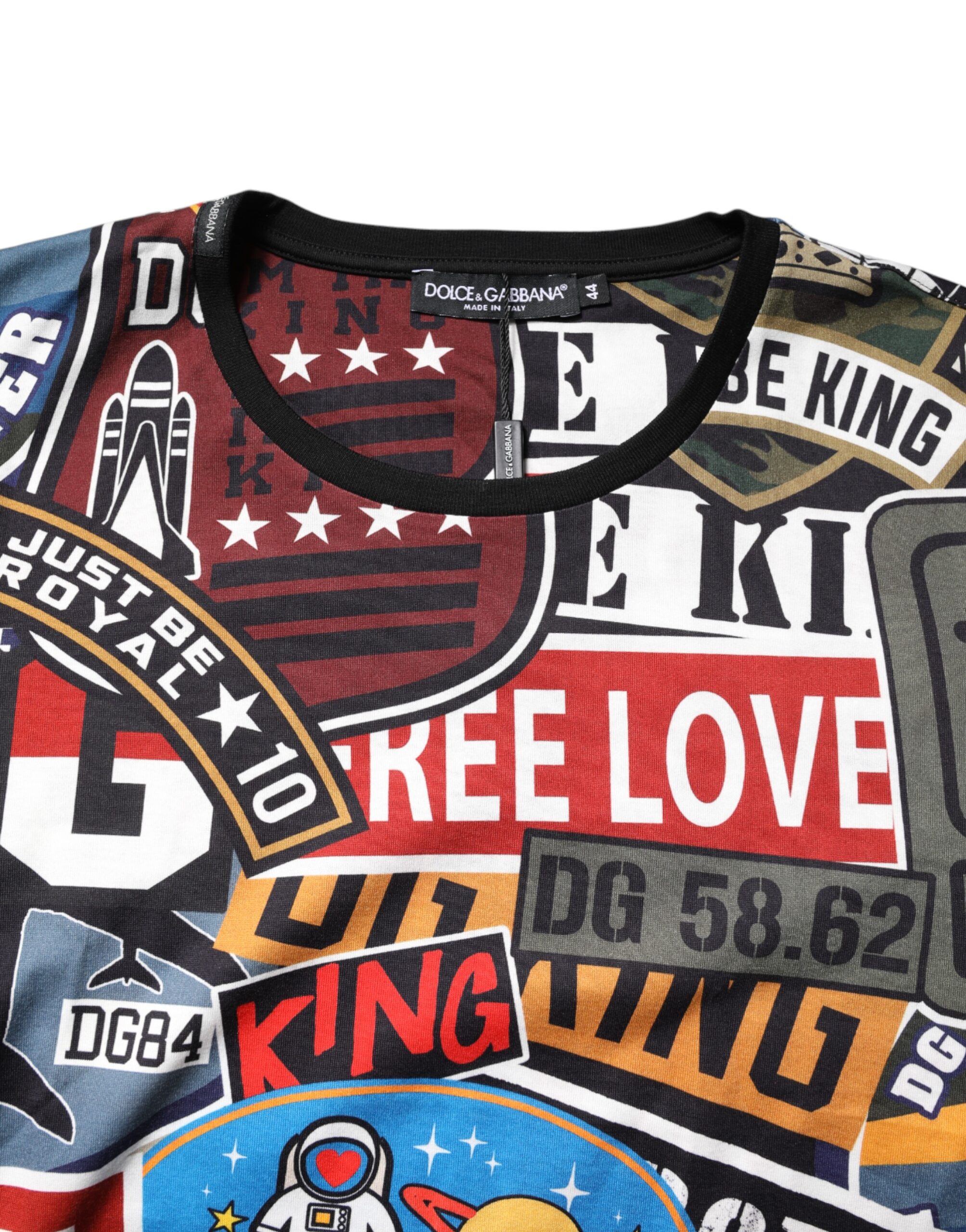 Футболка из разноцветного хлопка с круглым вырезом в стиле пэчворк Dolce & Gabbana, Multicolor — фото 4