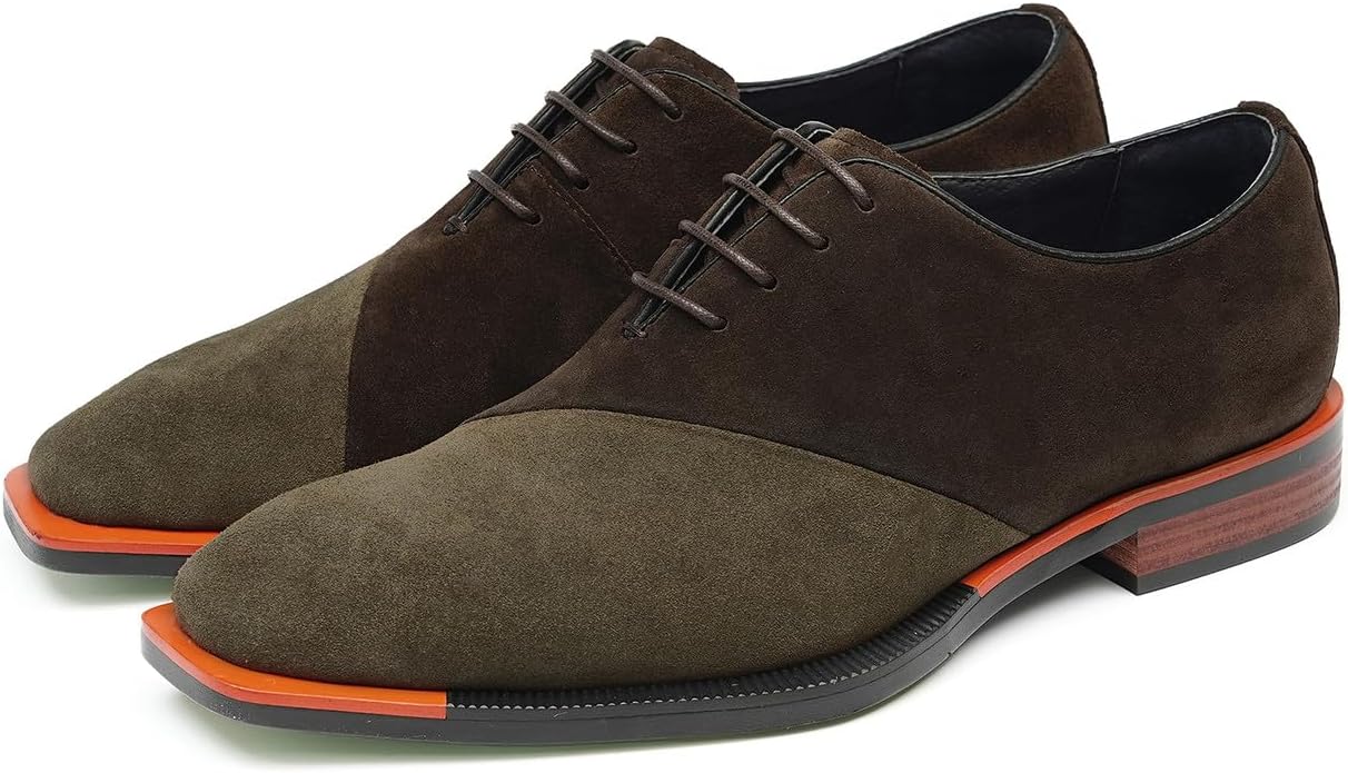 

Мужские замшевые оксфорды Santimon, современные туфли на шнуровке с двухцветной отделкой и зеленой подошвой для деловых встреч, свадеб, вечеринок и повседневной модной одежды