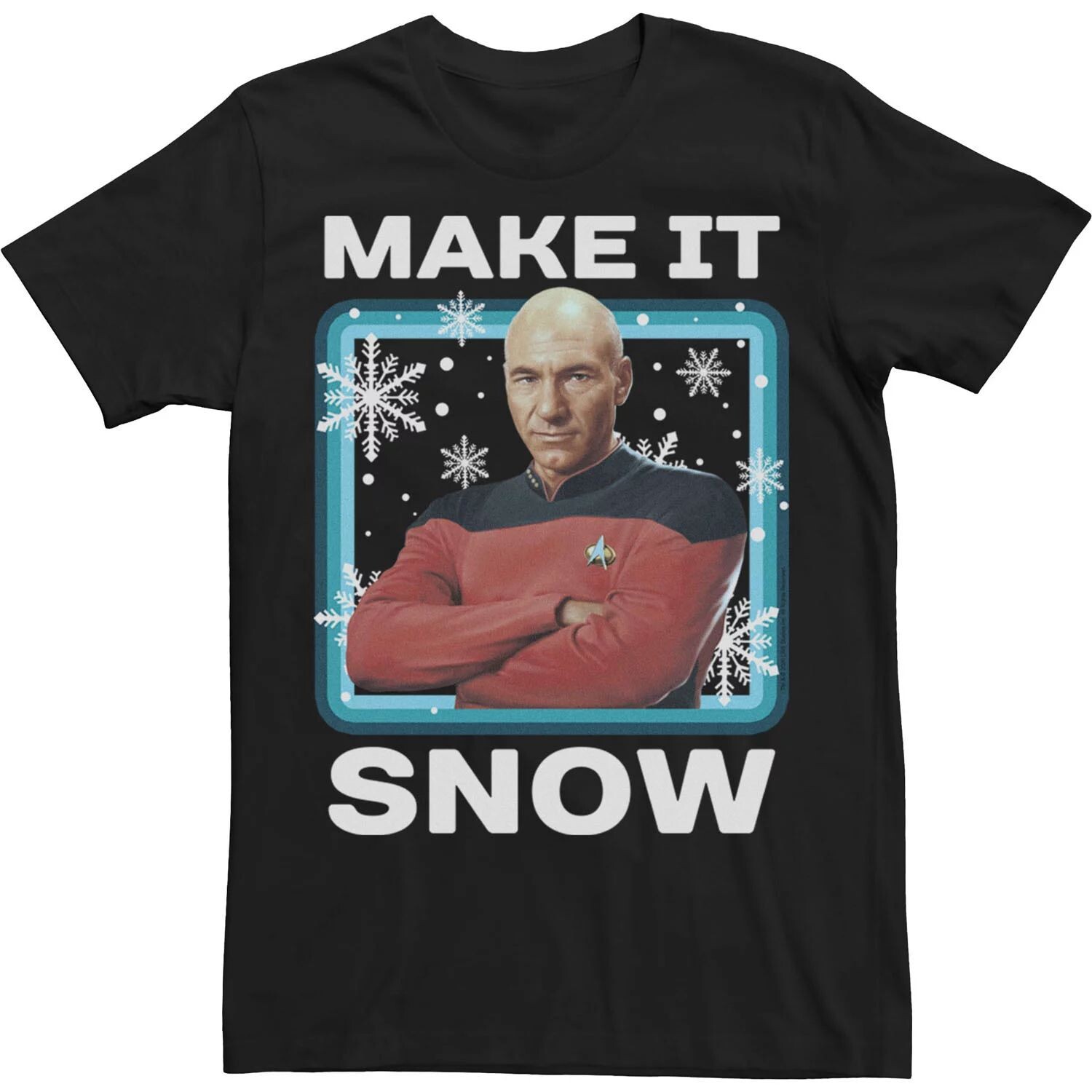 

Мужская футболка Star Trek: The Next Generation Picard Make It Snow с портретом Licensed Character