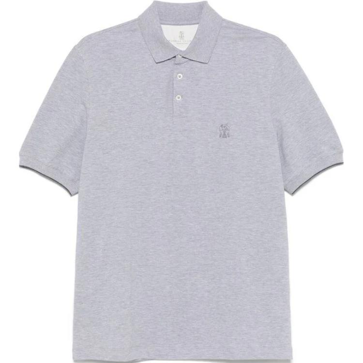 

Детализированная поло с коротким рукавом Logo Brunello Cucinelli, серый