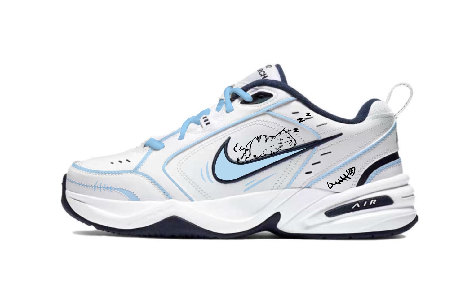 

Кроссовки Air Monarch 4 Chunky унисекс с низким верхом белого/синего цвета Nike, цвет Sky Blue, Синий, Кроссовки Air Monarch 4 Chunky унисекс с низким верхом белого/синего цвета Nike, цвет Sky Blue
