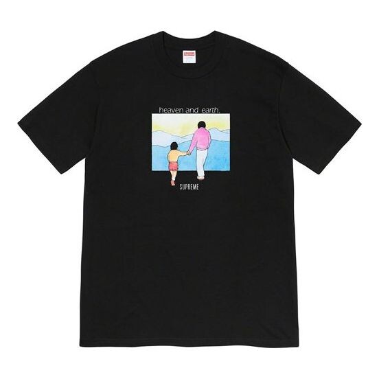 

Футболка fw19 week 1 heaven and earth tee printing short sleeve black Supreme, черный