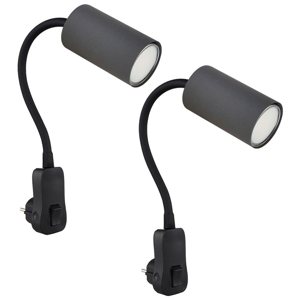 

2x подключаемый светильник, гибкая шея, черный графит, В 43 см Globo Lighting