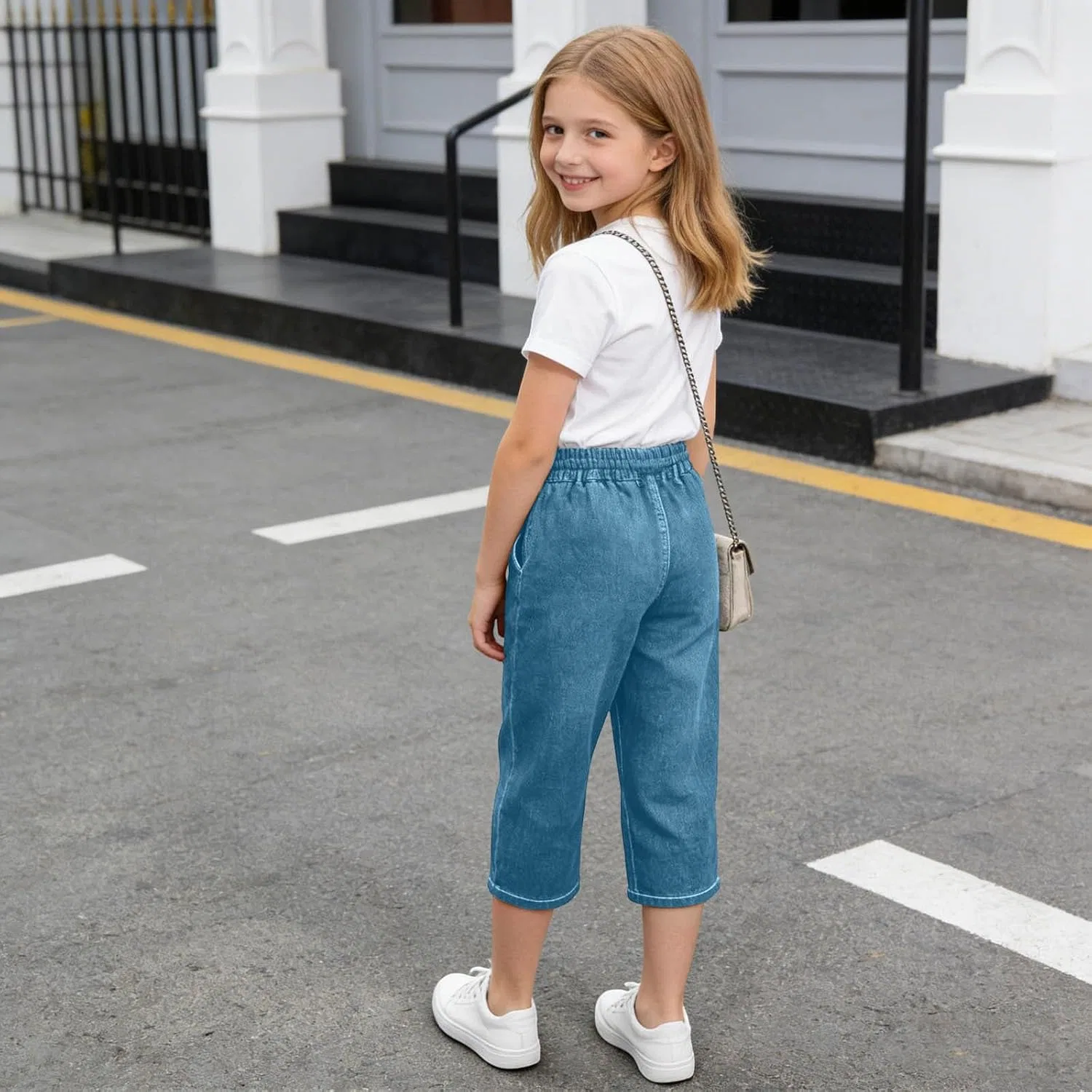Капри faux jeans, Dovford, Light Blue — фото 3