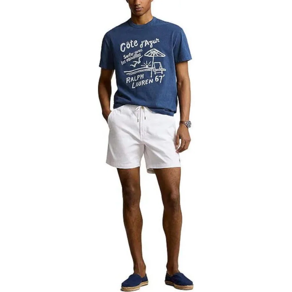 Футболка с вышитым логотипом Polo Ralph Lauren синяя — фото 4
