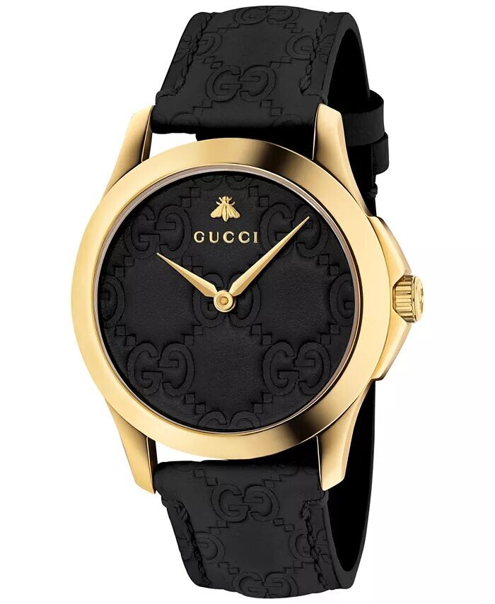 

Мужские часы G-Timeless с черным кожаным ремешком, 38 мм Gucci