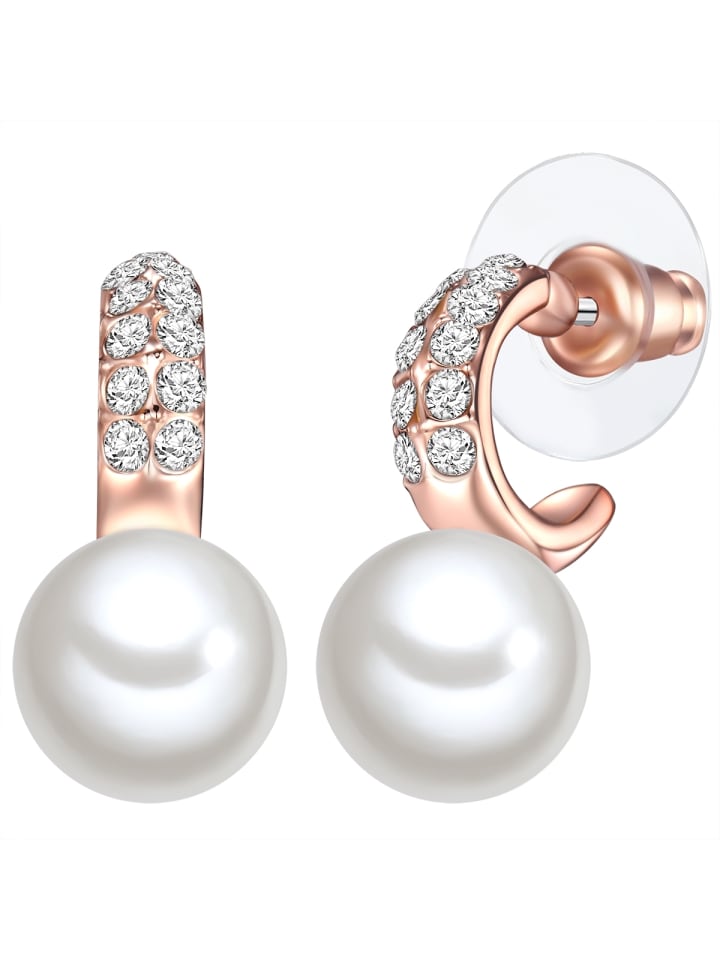 

Lulu & Jane Серьги из металлического сплава, стекла и перламутра в оправе из розового золота