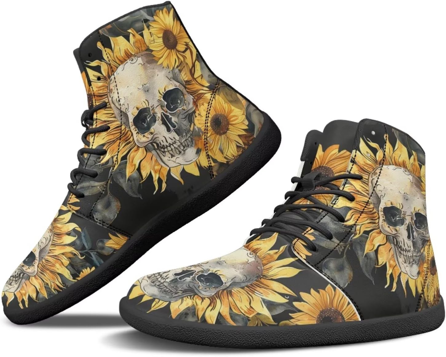 

Мужские минималистичные кроссовки Binienty для ходьбы, Vintage Skull Sunflower