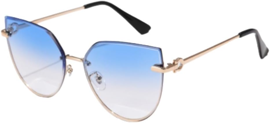 

Солнцезащитные очки «кошачий глаз» для женщин, винтажные солнцезащитные очки без оправы для мужчин, ретро-очки, классические солнцезащитные очки, очки с защитой от УФ-излучения UV400 UJNHGQ, Blue