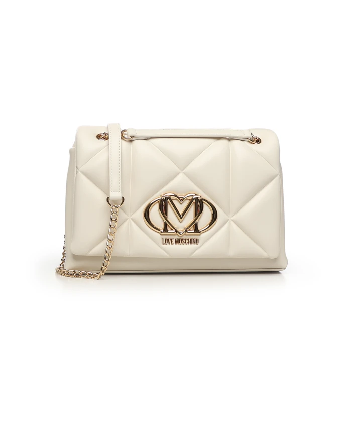 

Стеганая сумка через плечо с тиснением Love Moschino, белый
