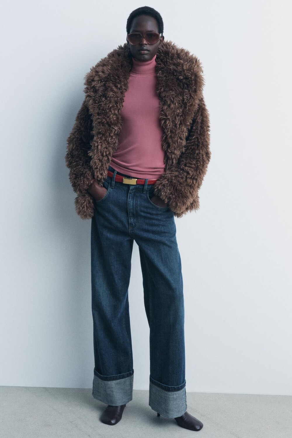 

Базовый свитер тонкой вязки ZARA, бледно-розовый