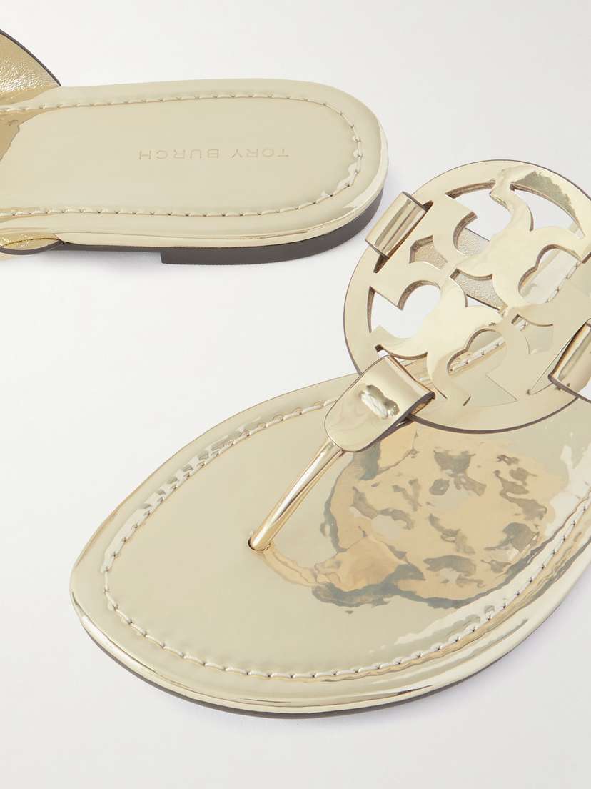 Сандалии Miller из синтетического материала с металлическим вырезом Tory Burch, золотой — фото 4