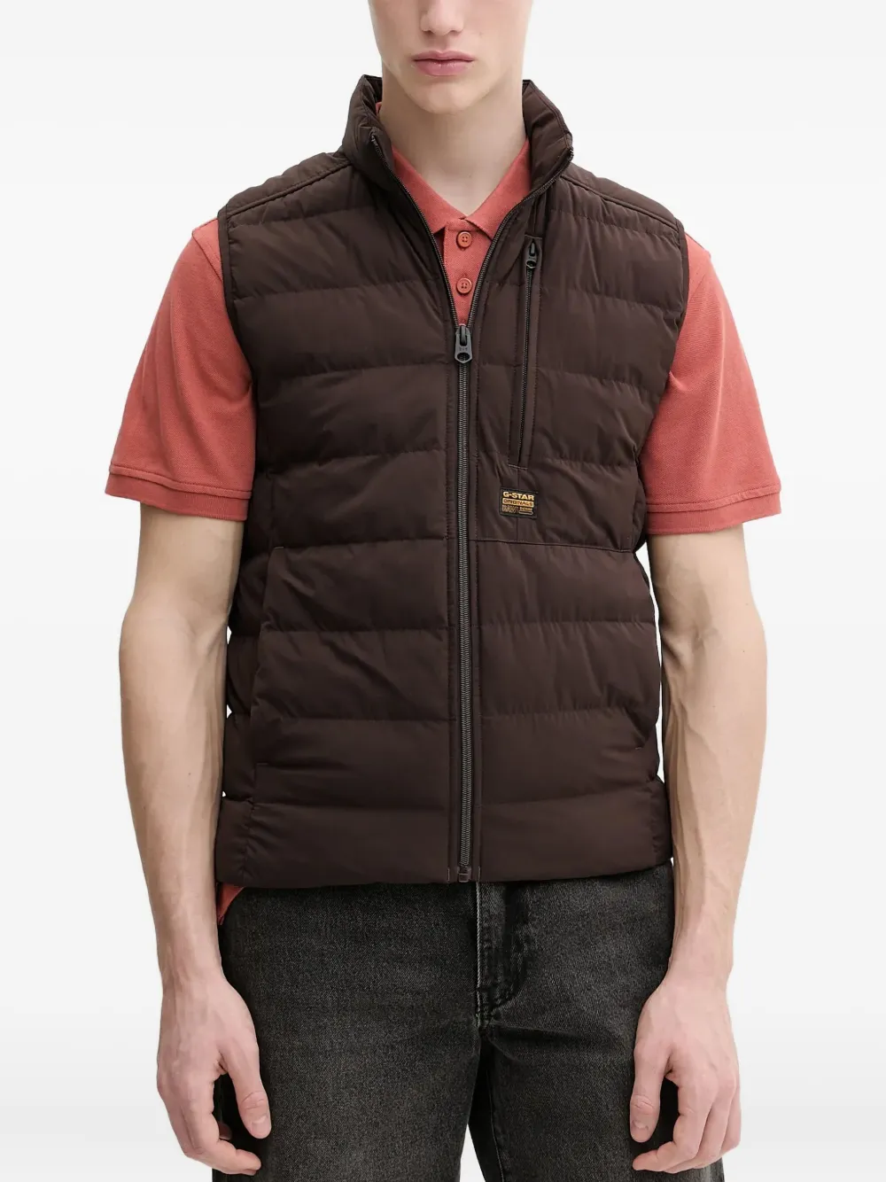 

Стеганый жилет на молнии G-Star RAW, коричневый