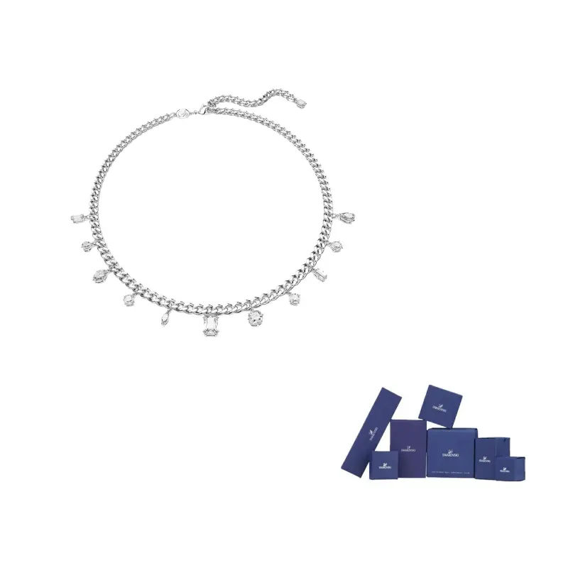 

Swarovski Имбер с родиевым покрытием, кубический цирконий, серебряное колье для женщин