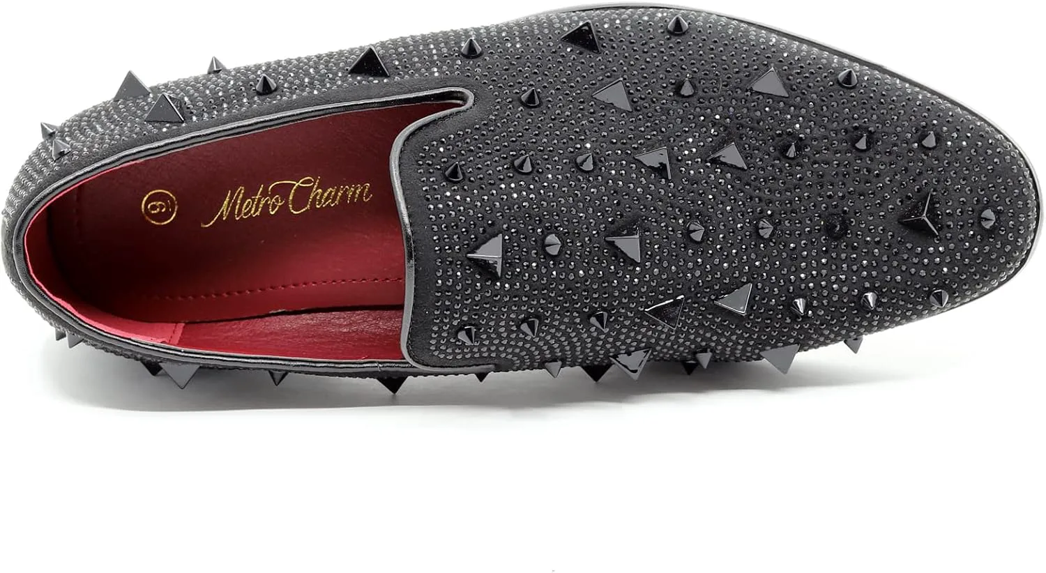 

Мужские винтажные туфли-лоферы с шипами и стразами, дизайнерские классические вечерние смокинги, модель SM-24 Metrocharm, черный