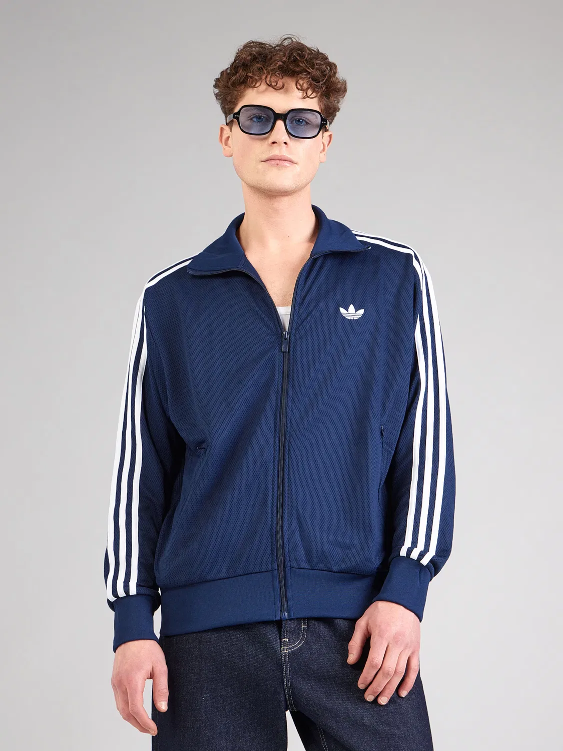 Толстовка на молнии Adidas Originals FIREBIRD темно-синего цвета — фото 3
