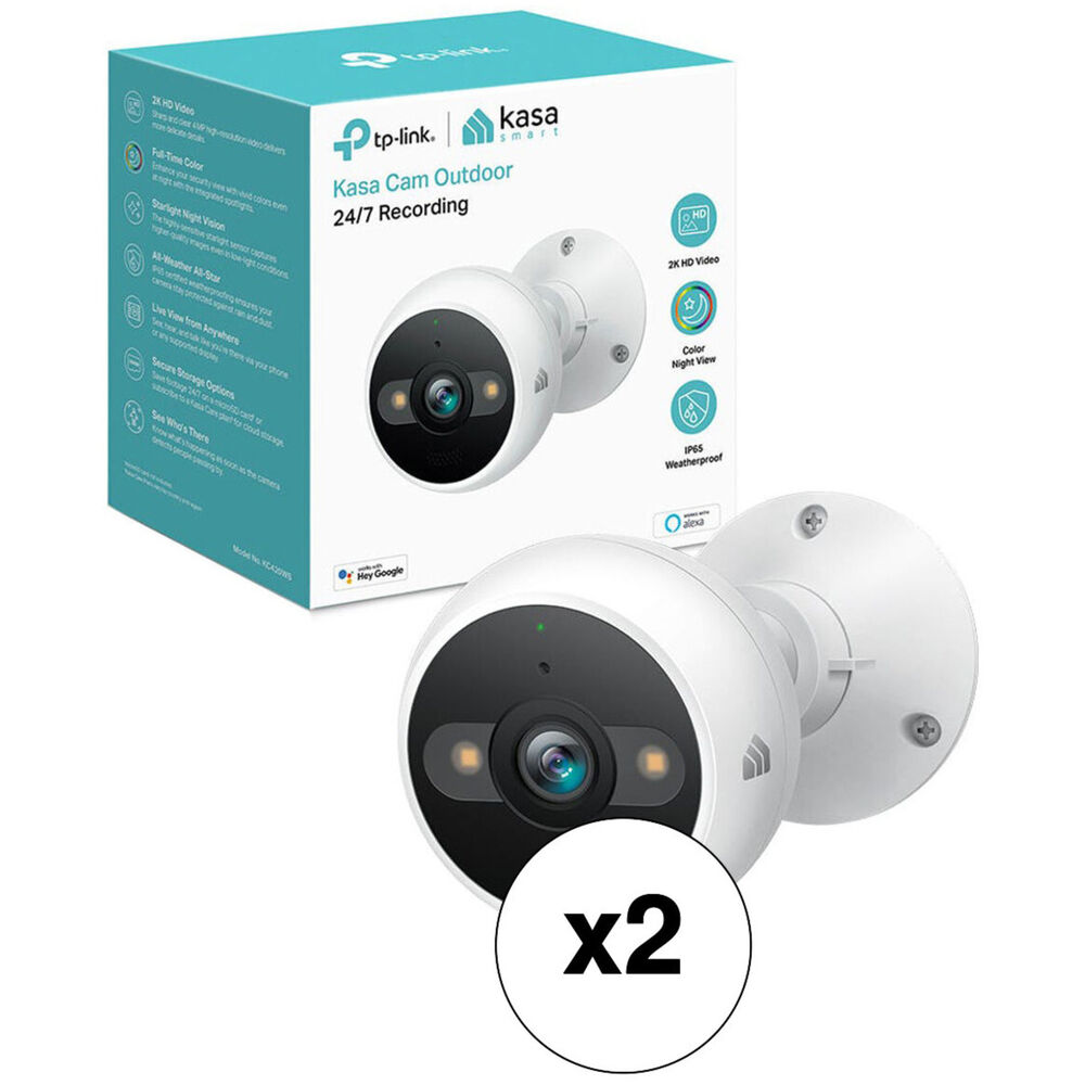 

Уличная камера видеонаблюдения TP-Link KC420WS Kasa Cam с разрешением 4 Мп, Wi-Fi, ночным видением и прожекторами (2 шт.)