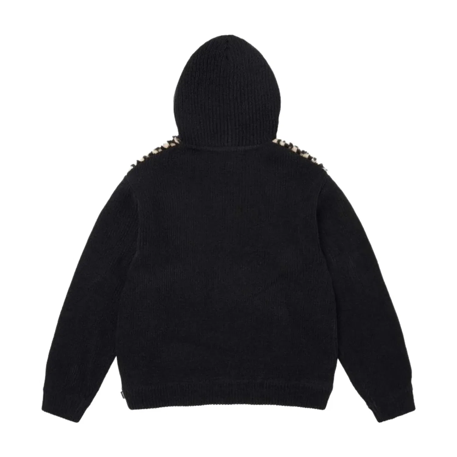 Свитер Supreme SS26 с капюшоном на молнии и клетчатым рисунком из искусственного меха, черный, SUP-SS26-127-BLK — фото 2