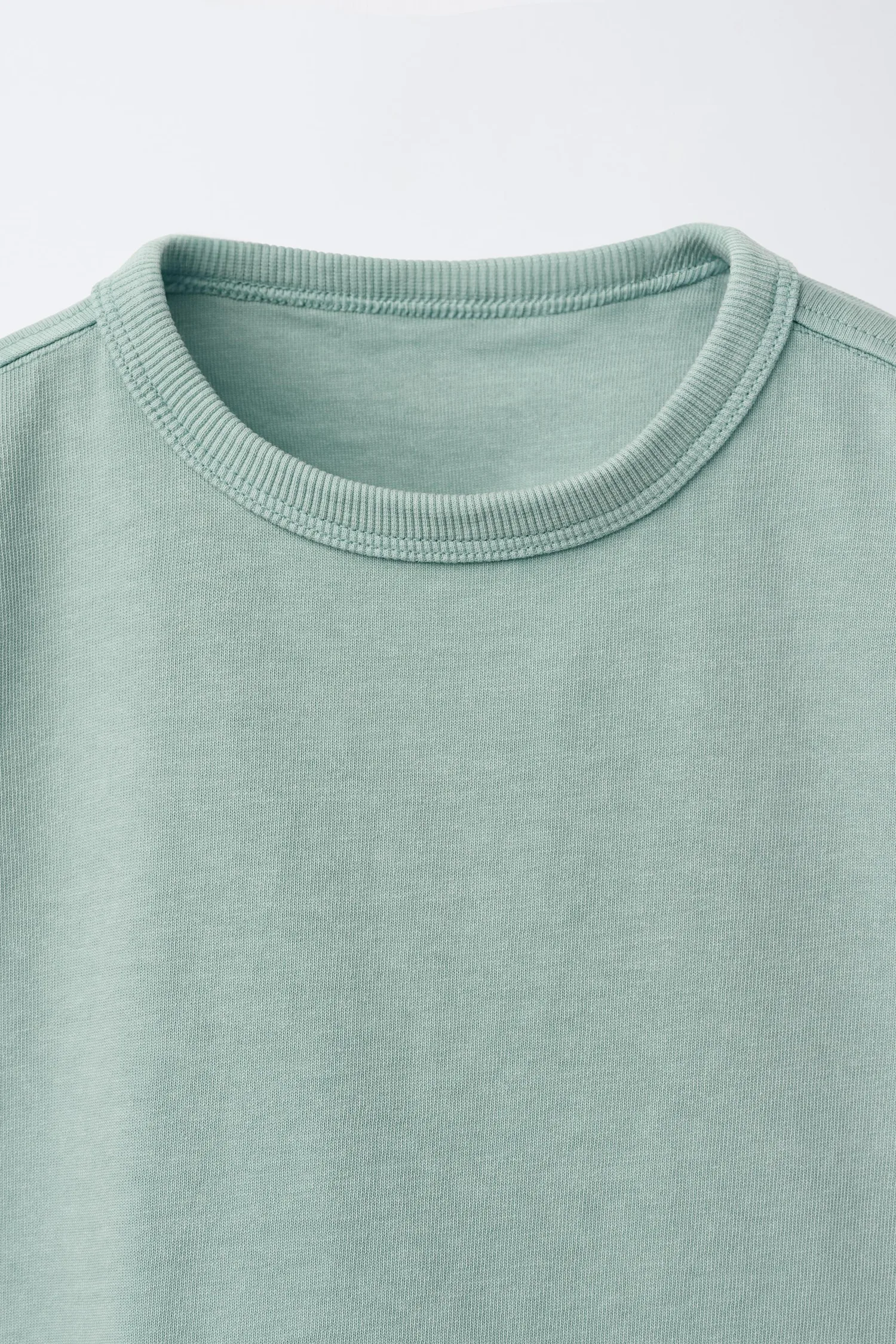 Однотонная футболка, окрашенная методом глажения Zara, зеленый — фото 3