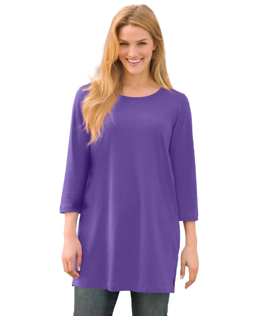 

Женская туника Within Perfect с рукавами три четверти и вырезом-лодочкой Woman Within, Petal purple