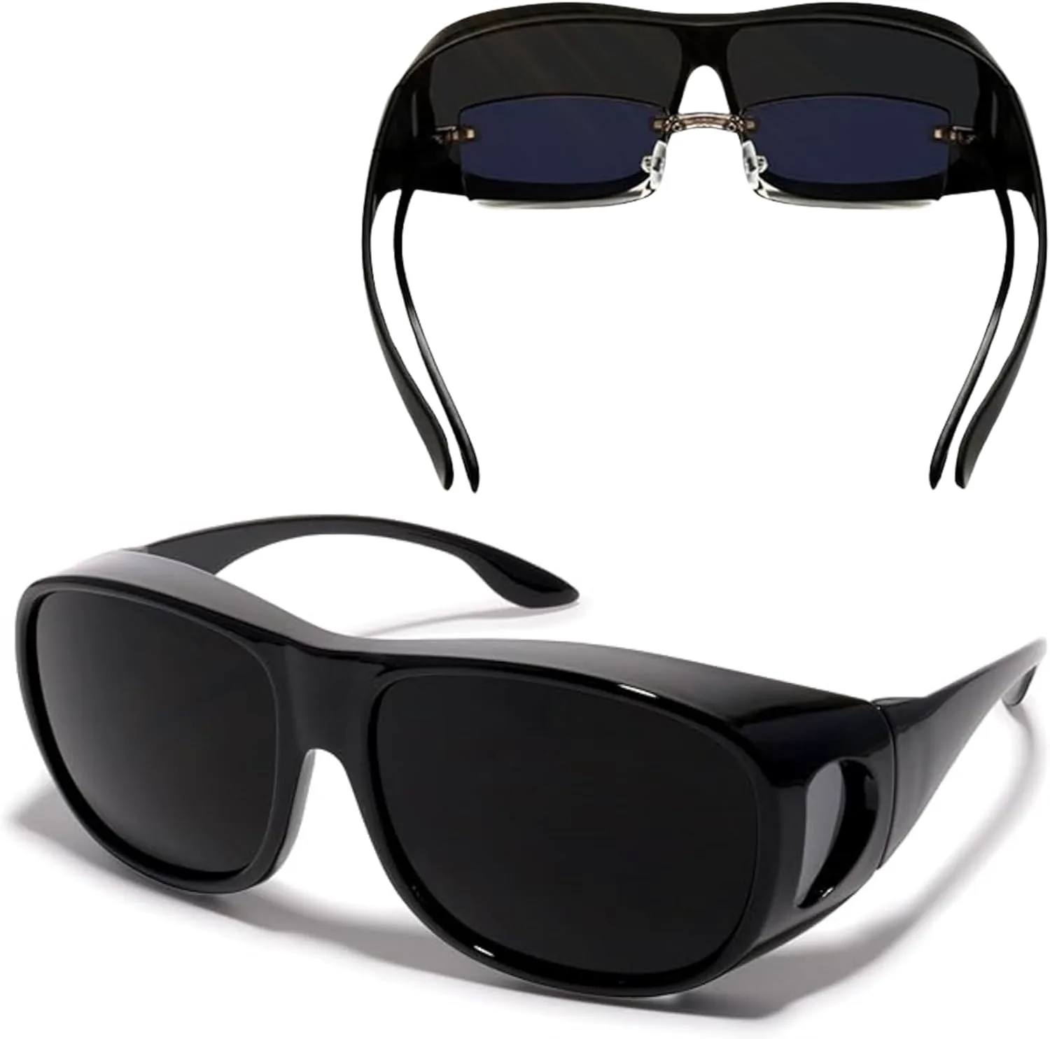 

Солнцезащитные очки ShadyVEU супертемного черного цвета с линзами, защищающими от УФ-излучения, на пружинном шарнире, в стиле ретро 80-х, Fit-over Glossy Black