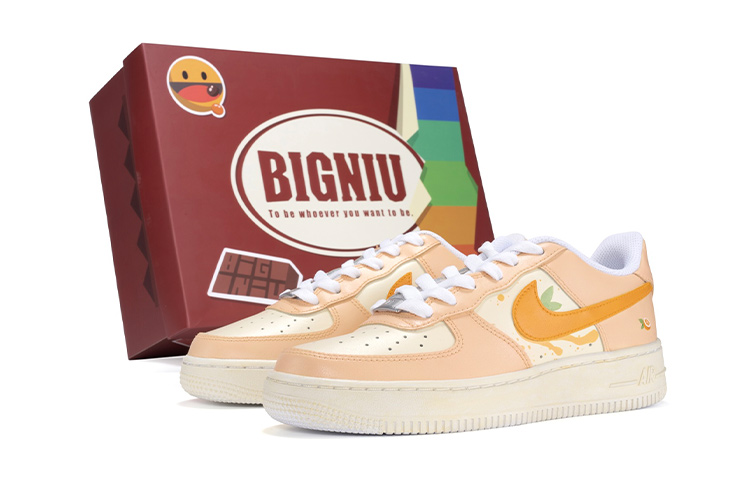 Кроссовки Nike Air Force 1 Skateboard Shoes Women's Low-Top Orange/Yellow
