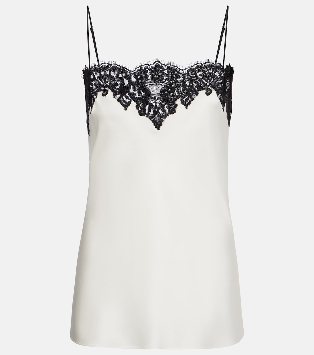 

Камисол из сатина с кружевной отделкой Stella McCartney, кремовый