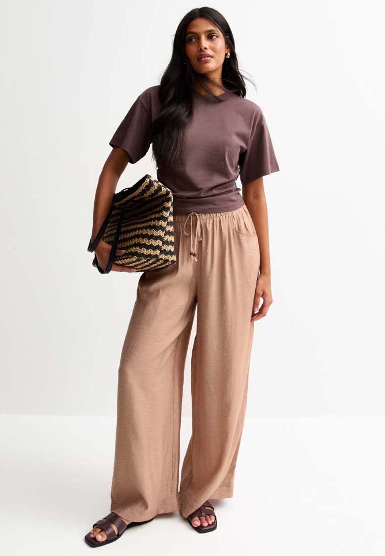 

Брюки TEXTURED WIDE LEG New Look, бежевый