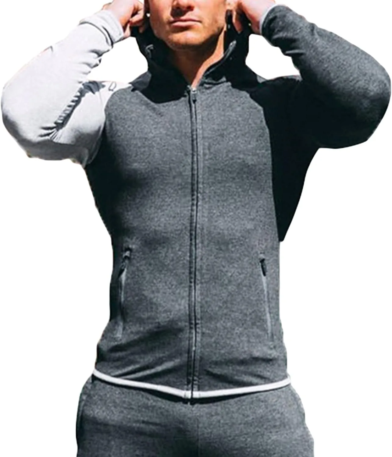 

JEsilunmaMY мужской кардиган-худи с длинным рукавом и цветными блоками