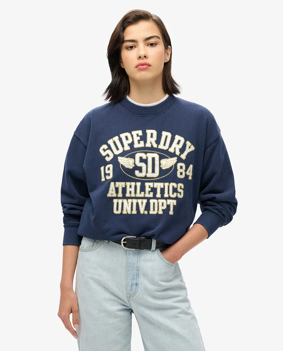 

Женская свободная толстовка College Script Superdry, тёмно-синий