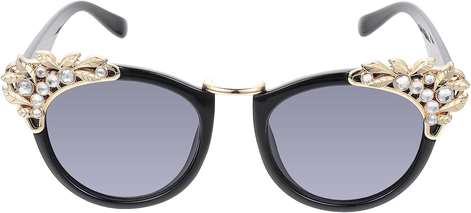 

Солнцезащитные очки «кошачий глаз» со стразами для женщин, винтажные летние очки большого размера с черно-серыми линзами, модные очки с защитой от УФ-излучения для пляжной вечеринки и отдыха CONGARTENO, Black