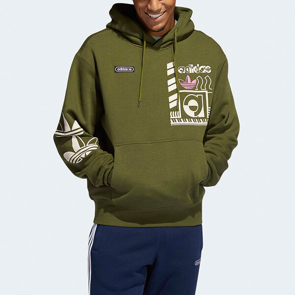 Толстовка adidas originals Casual Sports hooded Pullover Green, зеленый — фото 2