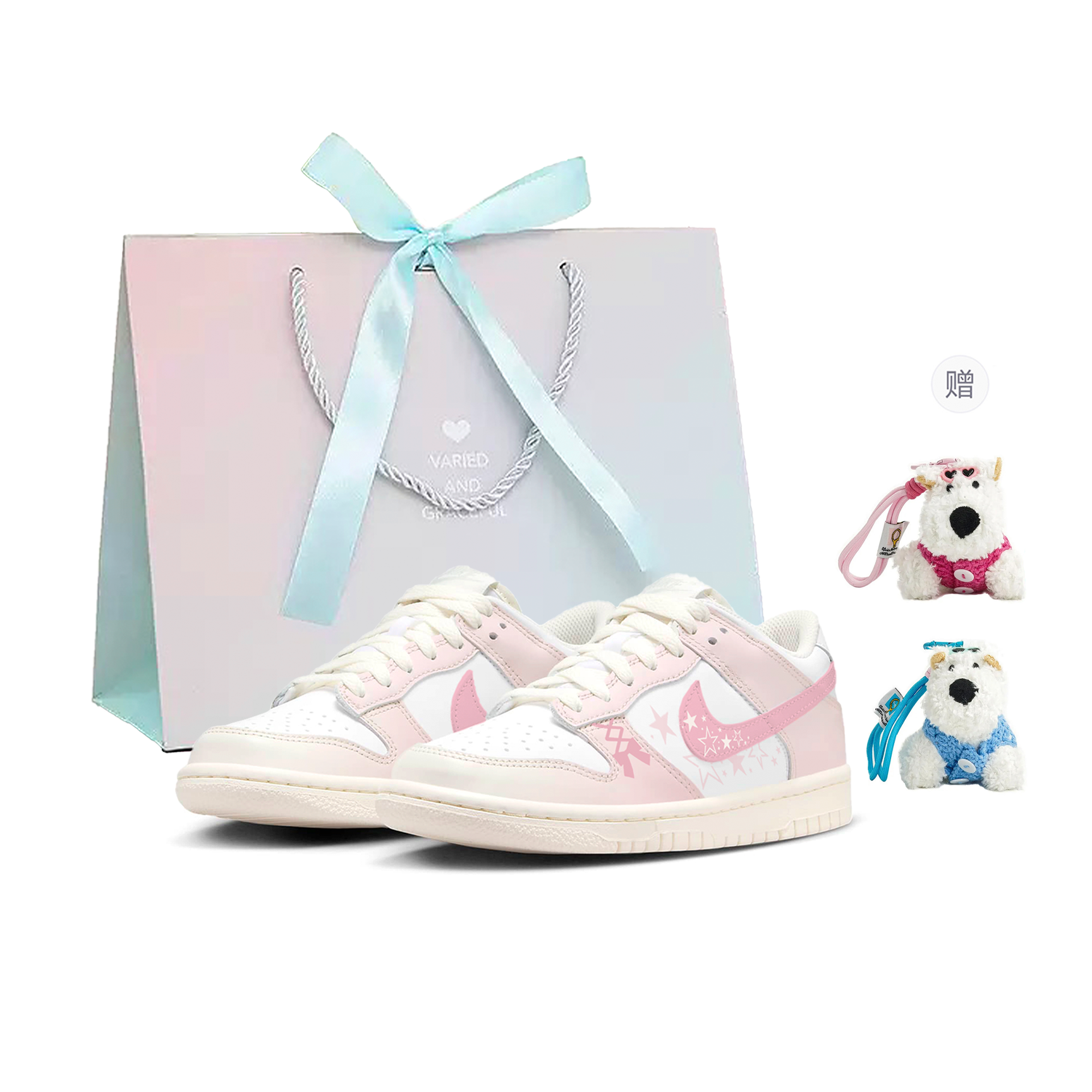 

Nike Детские кроссовки для скейтбординга Dunk Miracle Maiden с нескользящей подошвой и износостойкими протекторами, розовые, белые, подростковые