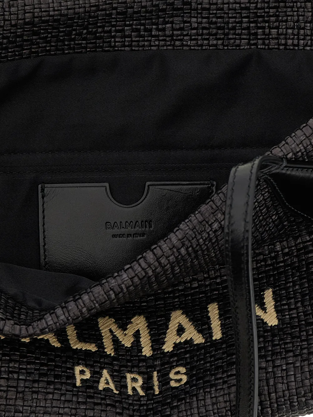 Плетеная соломенная сумка-тоут Track Balmain, черный — фото 4