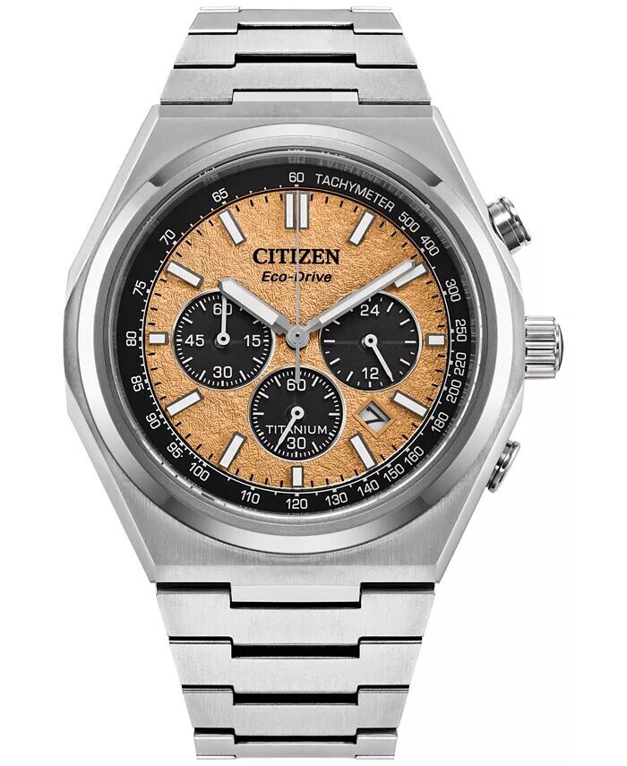 

Eco-Drive Мужские часы с хронографом Zenshin Super Titanium с браслетом 43 мм Citizen