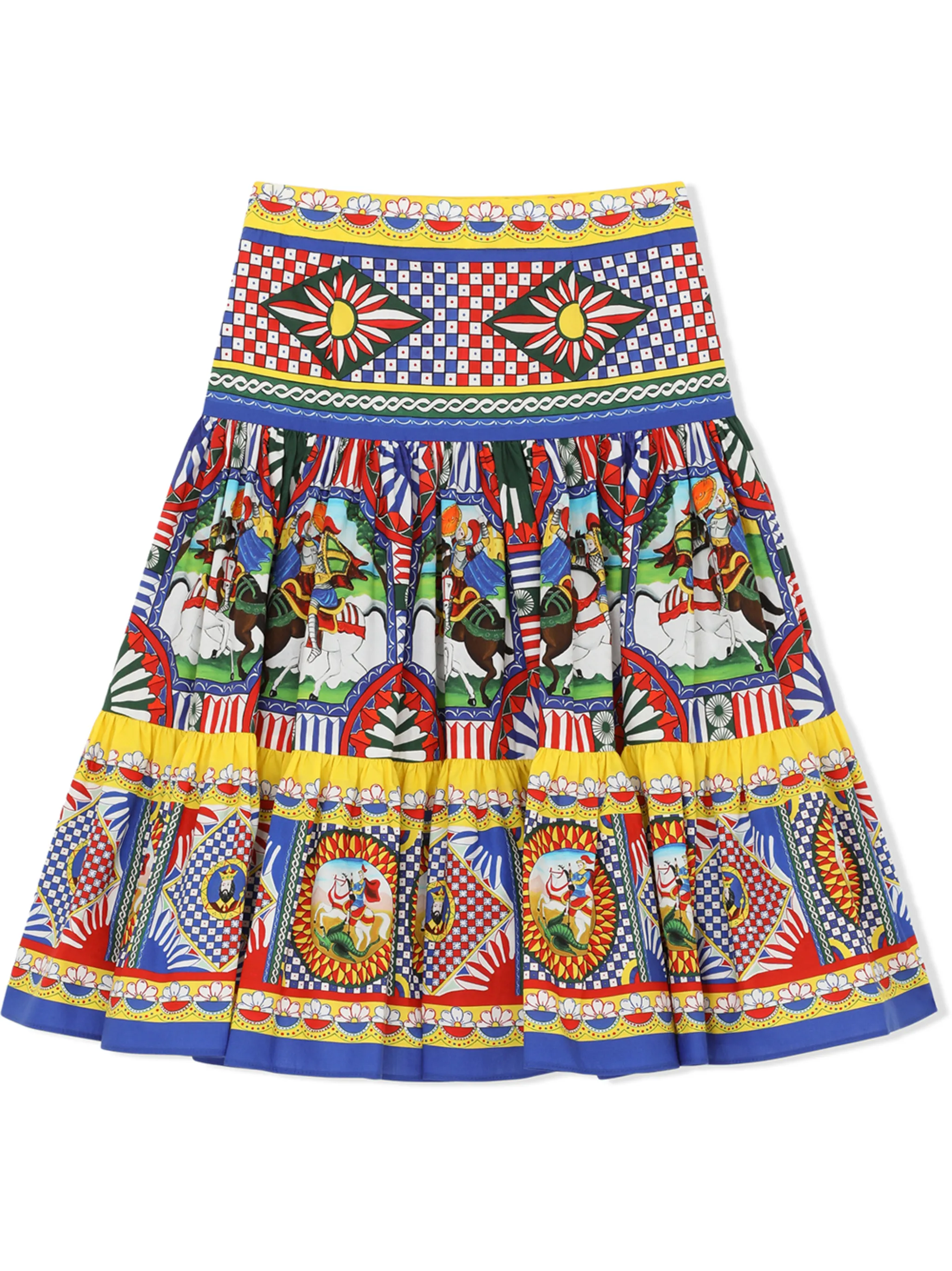 Поплиновая юбка макси с принтом Carretto Dolce & Gabbana Kids, синий — фото 2