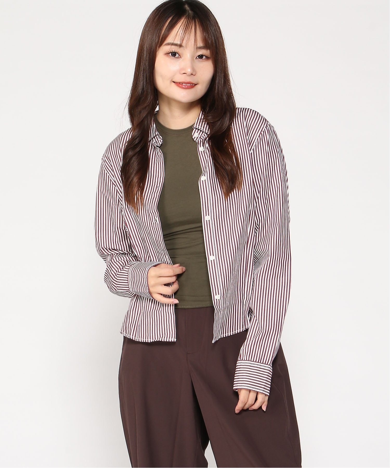 (W) Укороченная рубашка из органического хлопка GAP, RED_STRIPES