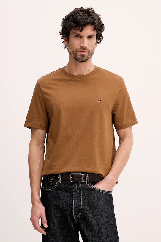 

Хлопковая футболка Tommy Hilfiger, коричневый