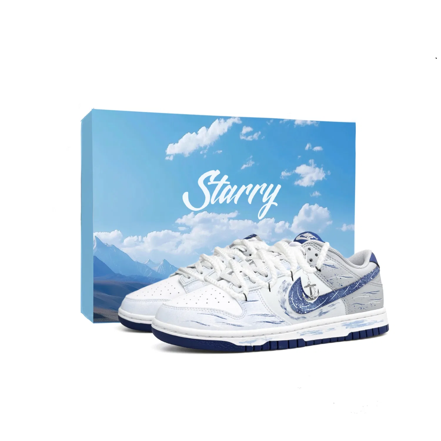 Кроссовки скейтбординговые Nike Dunk Low White Blue