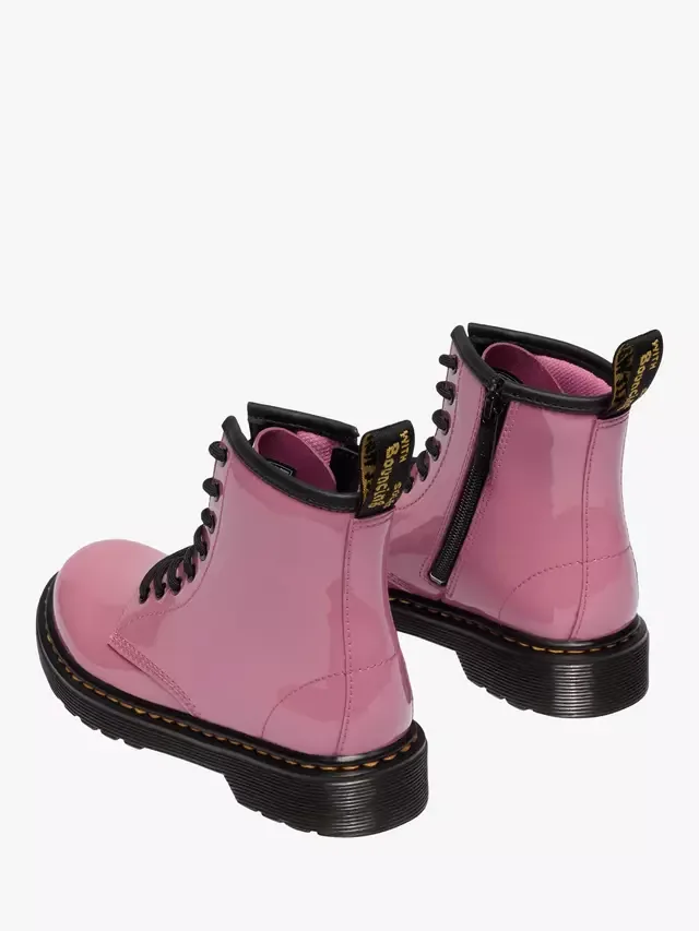 Детские лакированные ботинки на шнуровке 1460, розовые Dr. Martens — фото 4