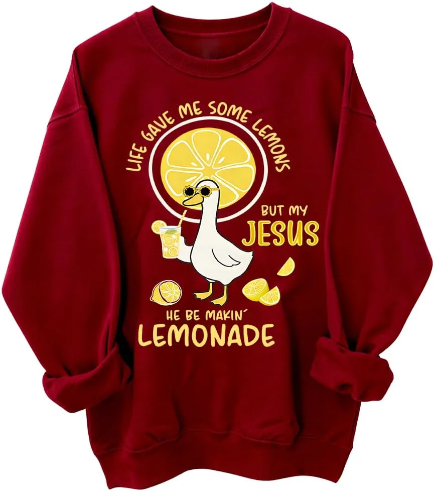 

Толстовка с принтом "Life Gave Me Lemons But My Jesus Makes Lemonade", Christian Faith Duck Woati