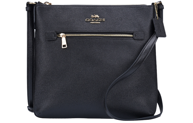

COACH Кожаная сумка для документов через плечо среднего размера женская черно серая