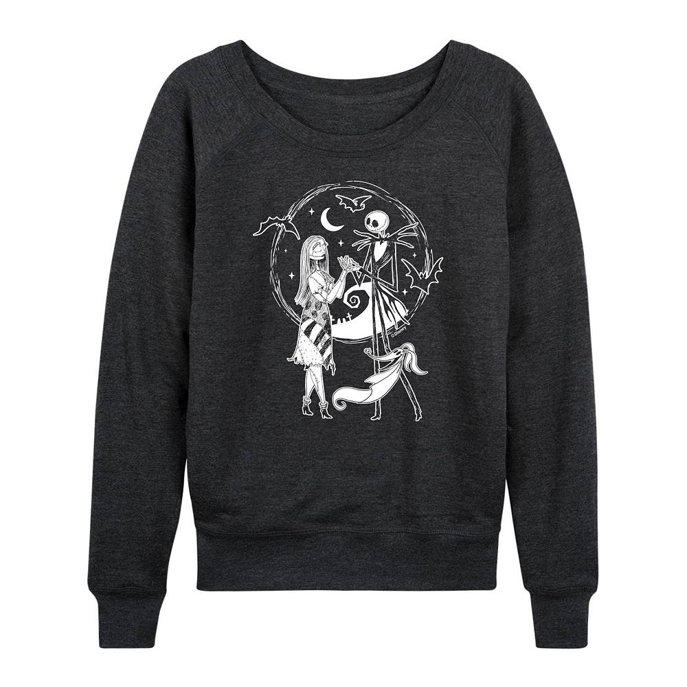 

Женский легкий свитшот из френч-терри Disney's Nightmare Before Christmas Jack, Sally & Zero, цвет Heather Charcoal