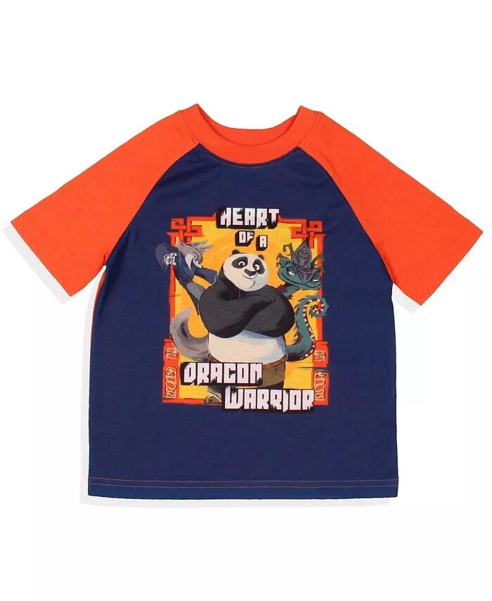 Короткий пижамный комплект для сна для мальчиков 4 Heart Of A Grand Warrior Kung Fu Panda, синий — фото 2
