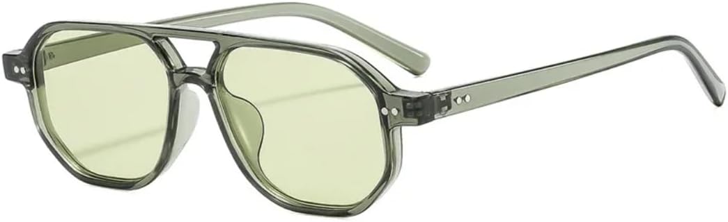 

Солнцезащитные очки с защитой UV400 | Двойная перемычка, заклепки, прозрачные линзы цвета океана | для женщин и мужчин, для занятий спортом на открытом воздухе и вождения DSVIGF, Green Green