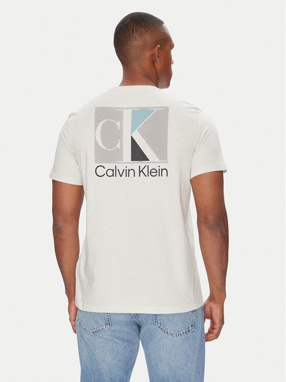 Футболка обычного кроя Abstract Graphic LV04RC853G Calvin Klein, экрю — фото 3