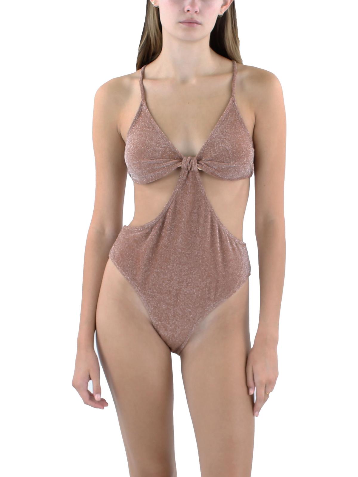 

Женский цельный купальник с металлическим вырезом Cotton On, цвет copper brown metallic